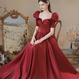 Burgundy - Formal - Evening - Dress - vinava