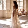 Semi-transparent sparkling A-line wedding dress-vinava