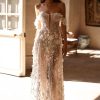 Semi-transparent sparkling A-line wedding dress-vinava