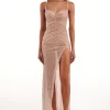 Dazzling Crystal-Embellished Maxi Dress-vinava